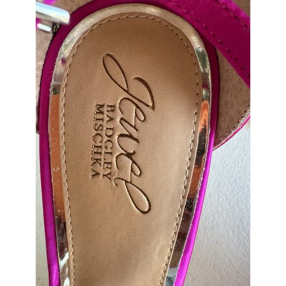 Jewlel Badgley Mischka Hot Pink Satin Heels 8.5 NWOB - Picture 3 of 4